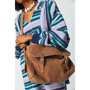 NEW FREE PEOPLE BRONZE AGE BROWN ZAHARA SUEDE MESSENGER CROSSBODY BAG PURSE